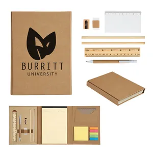 PROMOTIONAL GIVEAWAYS GIFTS PERSONALIZED LOGO ECO FRIENDLY RECYCLED STATIONERY SET NOTEBOOK W/PEN STICKY NOTES FOR OFFICE