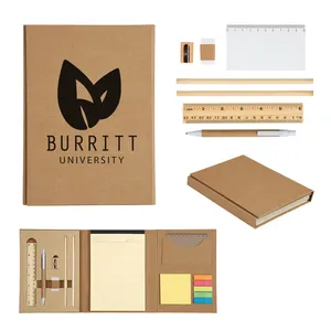 Promotionele Giveaways Geschenken Gepersonaliseerde Logo Eco-Vriendelijke Gerecyclede Briefpapier Set Notebook Met Pen Plakbriefjes Voor Kantoor