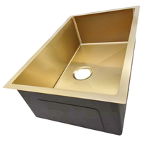 Ensemble d'éviers de cuisine à cuvette unique de calibre 16 en acier inoxydable de style encastré doré de 27x17 pouces