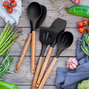 Ensemble de 14 ustensiles de cuisine en silicone : spatules, cuillères, louches avec manche – Outils de cuisine - Product Image 2