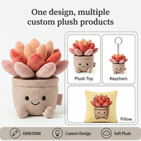 Peluche personnalisée en forme de plante succulente multicolore, style dessin animé, en pot, douce, en polyester, 11-30 cm, cadeau de fêtes, décoration intérieure, prix bas
