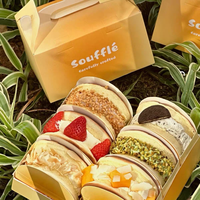 Cream Souffle Cake Roll Hamburguesa y Donut Caja de embalaje de cartón desechable para alimentos y alimentos para bebés con laminación mate
