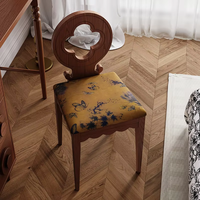 Fauteuil d'appoint en bois massif de style français, inspiré des designers, dossier trèfle, luxe léger, décontracté, vintage, mobilier de maison