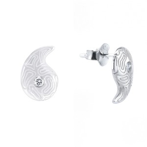 925 Silver Stud Earrings With Zircon Bezel Setting Geometric Texture Party Fashion Jewelry - Product Image 3