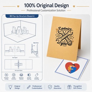 Carte de vœux pop-up 3D pour papa, je t'admire, carte en papier faite à la main pour la fête des pères - Product Image 5