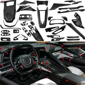 Için GMSV Chevrolet Corvette için C8 Stingray spor 2020 2021JOGON karbon Fiber kaplama dış iç kapı hoparlör aksesuarları