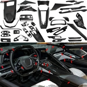 Pour Chevrolet <span class=keywords><strong>Corvette</strong></span> C8 Stingray Sports 2020-2025, garnitures en fibre de carbone véritable, kits extérieurs et intérieurs, accessoires pour haut-parleurs de porte - Product Image 1