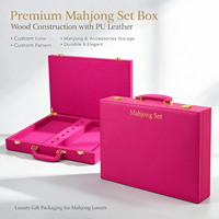 Boîte de mahjong personnalisée, bois + cuir PU, motif/taille/couleur personnalisés, styles multiples, qualité supérieure