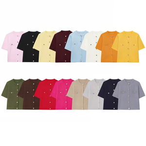 KAR&OT ZA Novedad Verano 2025 Top Corto Tipo Cárdigan <span class=keywords><strong>de</strong></span> Punto para Mujer en Color Sólido con Cuello Redondo 6236009 1822023 1822022 - Product Image 1