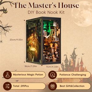 Hamaileon SL05 la maison des maîtres serre-livres 3D Kit de coins de livres <span class=keywords><strong>Puzzle</strong></span> Home Decor DIY Book Nook avec cache-poussière - Product Image 2