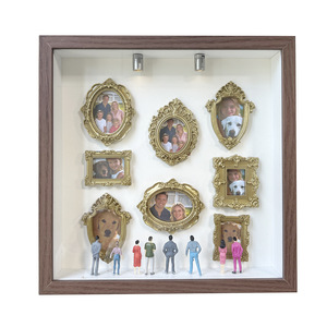 DIY Mini Museum Box <b>Square</b> Wood Photo <b>Frame</b> White Vintage Handmade With Led Light For Portrait Display - Product Image 3