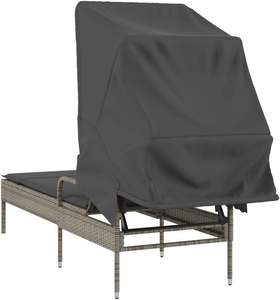 Meubles de <span class=keywords><strong>jardin</strong></span> de patio Chaise longue avec auvent Poly Rotin Osier <span class=keywords><strong>Jardin</strong></span> Dossier réglable Chaise <span class=keywords><strong>Transat</strong></span> Chaise longue avec auvent - Product Image 4