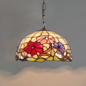 Lámpara colgante estilo floral para restaurante, <span class=keywords><strong>luz</strong></span> de pétalos de 12 pulgadas, estilo creativo, retro Tiffany, 30cm - Product Image 3