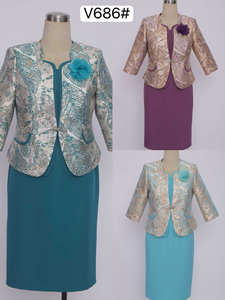 Robe de cérémonie vintage en polyester et élasthanne tissée, col rond, brocart, grande taille pour femmes, robe occasionnelle - Product Image 2