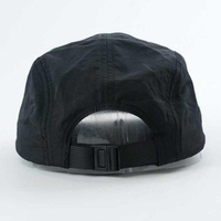 Casquette de camping unisexe personnalisée imperméable à 5 panneaux en nylon noir avec logo imprimé pour les sports de plein air, la plage, la pêche et la course à pied