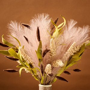G216 Grani di Seta Essiccati Naturali e Steli di Sorgo con Spighe Rosse Intense - Decorazioni per Matrimoni e Casa in Stile Pastorale - Product Image 4