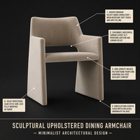 Meubles de maison rembourrés modernes de haute qualité coussin de conception créative nordique chaise de salle à manger en tissu à cadre en bois avec bras