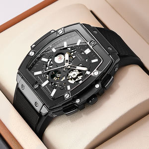 <span class=keywords><strong>Orologio</strong></span> Meccanico <span class=keywords><strong>Automatico</strong></span> di Lusso da <span class=keywords><strong>Uomo</strong></span> con Logo Personalizzato, Fashion Private Label, Cassa Rettangolare, Funzione Luminosa e Lancette in Silicone - Product Image 4