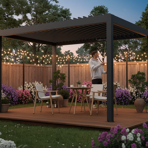 Pergola bioclimatique en aluminium sur mesure Mingyang, kits de toit motorisés réglables, pergola à lames avec terrasse de jardin - Product Image 1