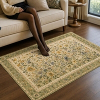 Tapis d'appoint en faux velours à imprimé floral botanique vintage pour salon