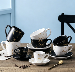 Accesorios para Café Espresso, Juego de Taza y Platillo con Diseño Personalizado, Taza de Cerámica Creativa con Asa, Juegos de Tazas de Cerámica para Café - Product Image 2