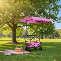 Chariot pliant portable rose et bleu pour camping, stockage industriel, personnalisable OEM, idéal pour les boutiques mobiles et les tentes pare-soleil