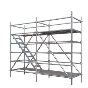 Andamio de marco de acero tubular Q235B, andamio de Marco H de escalera de Metal de construcción pintada galvanizada para construcción