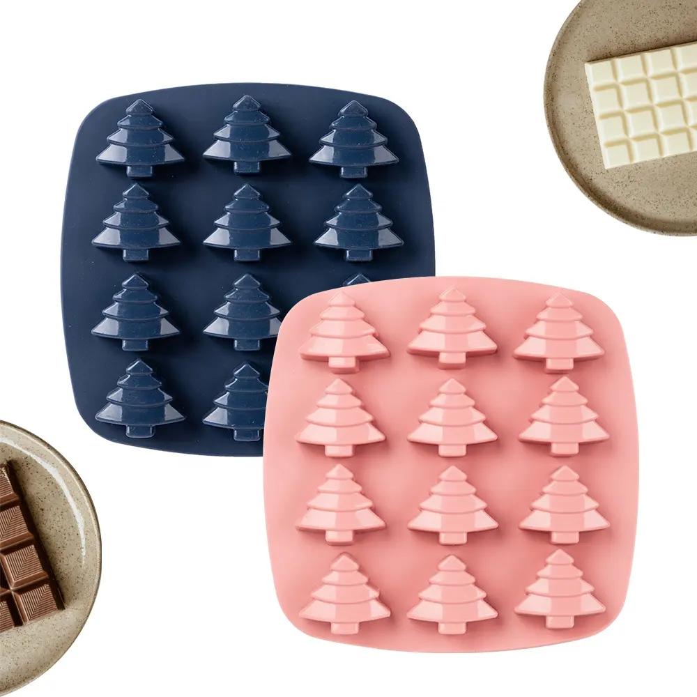 12 khoang Cây giáng sinh hình dạng Silicone sô cô la khuôn mulit-chức năng bánh kẹo Biscuit handmade xà phòng khuôn Ice Cube khay khuôn mẫu