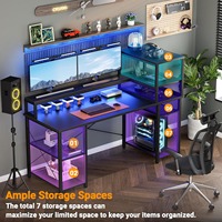 Vente en gros en usine de bureau à domicile noir avec lumière LED de 55 \ "Table d'ordinateur inversée étagère de rangement à 7 couches prise de courant matériau métallique