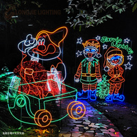 H:3M W: 2,7 M Parque temático comercial al aire libre Halloween Escultura grande Festival Decoración Led 2d King Rope Motif Light