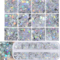 Holographische Laser-Nagelglitzer-Pailletten, Schmetterling-Stern-Runde Gemischte Flocken Benutzerdefiniertes Muster Farbe für Nagelkunst Harz-Handwerk
