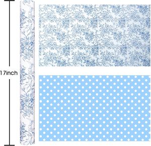 Simple and elegant <b>blue</b> <b>blue</b> and white porcelain pattern gift wrapping <b>paper</b> Double sided printed with <b>blue</b> dots design - Product Image 6