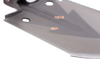 Pelle tactique multifonction en acier inoxydable 11 en 1 pelle de survie de poche pliante pour l'extérieur avec houe, lance à poisson