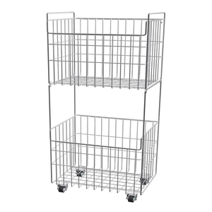 Badkamer 304 Roestvrij Staal <span class=keywords><strong>2</strong></span> <span class=keywords><strong>Tier</strong></span> Met Wielen Vuile Kleding Opbergmand Vloer Washouder Toiletwagen Organiseer Plank - Product Image 6