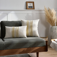 Housse de coussin en toile de coton à rayures teintes en fil, design minimaliste, housse de coussin de canapé pour la décoration du salon et de la chambre à coucher