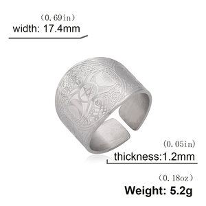 Myshape Triple Lune Déesse Anneau Pentagramme Pentacle Anneau en acier inoxydable Amulette <span class=keywords><strong>magique</strong></span> païenne <span class=keywords><strong>Arbre</strong></span> <span class=keywords><strong>de</strong></span> <span class=keywords><strong>vie</strong></span> Bijoux Wiccan - Product Image 6