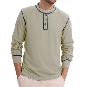 2025 otoño nueva camiseta transfronteriza estilo Waffle Henry para <span class=keywords><strong>hombre</strong></span> 180g tela de punto suelta <span class=keywords><strong>manga</strong></span> <span class=keywords><strong>larga</strong></span> sólido Europa Casual - Product Image 5