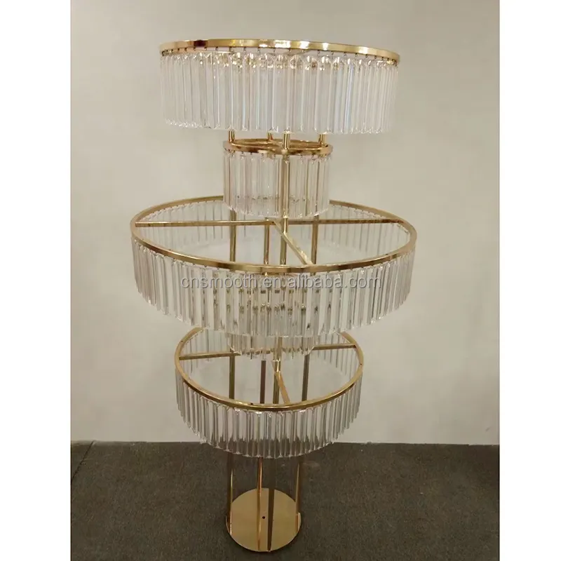 Wedding Party Supplies Gold Metal High Tall Crystal Flower Stand Wedding Events Table Centerpieces