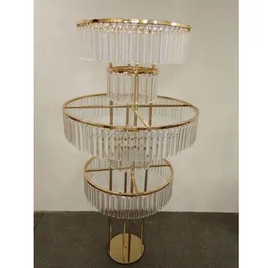 Wedding Party Supplies Gold Metal High Tall Crystal Flower Stand Wedding Events Table Centerpieces