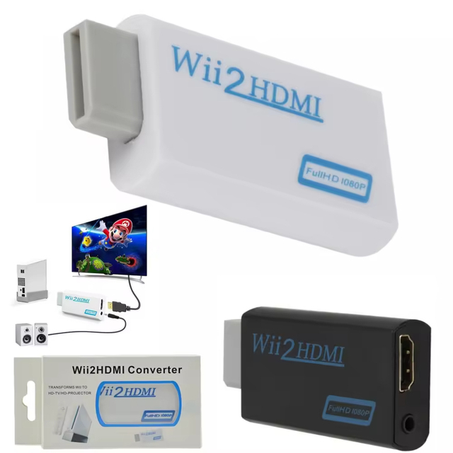 Wii to Converter Support Full HD 720P 1080P 3.5mm Audio Wii2 Adapter for HDTV Headphones Wii Converter