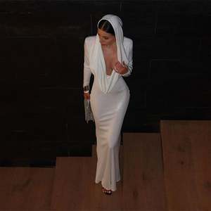 <span class=keywords><strong>Meilleur</strong></span> bustier tubulaire sans manches Robe à bretelles bleue Robe longue dos nu à épaules dénudées et enveloppante - Product Image 3