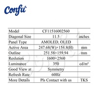 Layar AMOLED 12,6 Inci 1600*2560 Resolusi Tinggi 2k Touch TP Plane Raspberry Pi Layar MIPI AD Board Pad Tablet Notebook