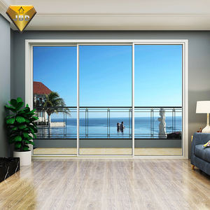 Grande porte patio coulissante en aluminium et verre Style design minimaliste Principale en bois pour l'extérieur des villas Fonction d'empilage dissimulée - Product Image 6