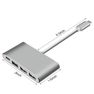 Nhà Máy Trực Tiếp Điện USB Hub 3.0 4 Trong 1 Loại C Nhỏ Hub 4 Trong 1 Loại C Cáp USB Cho <span class=keywords><strong>Macbook</strong></span> <span class=keywords><strong>Pro</strong></span> Docking Station - Product Image 3