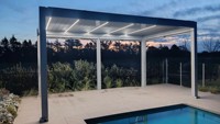 Pergola Bioclimatique Moderne Personnalisable en Aluminium Thermolaqué, Motorisée et Intelligente, avec Toit à Lames Orientables, Écologique et Imperméable