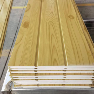 Panneau sandwich en métal isolé en PU, jaune crème, à double rail, avec motif sculpté, âme <span class=keywords><strong>isolante</strong></span> robuste, stock usine - Product Image 1