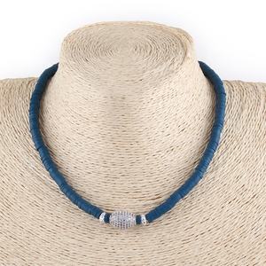 Moda donna gioielli Casual lega catena collegamento argilla polimerica pezzi lucido argento dorato zircone collana girocollo collane - Product Image 2