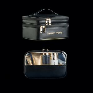 Bolsa de Aseo Portátil de Gran Capacidad de Cuero PU para Mujer, Neceser Organizador, Bolsa de Maquillaje - Product Image 4