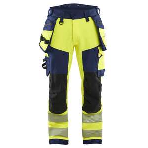 BLAKLADER - 112216483389D120 Hi-Vis <b>trousers</b> 4-way <b>stretch</b> Hi-vis yellow/<b>navy</b> blue - EAN 7330509906361 HI-VIS WORKWEAR - Product Image 1