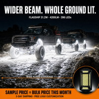 Kingshowstar - Feux de roche ultra-lumineux à 396 LED - Aluminium - Étanche IP68 - Lumière de fond blanc pur - Pour camion tout-terrain
